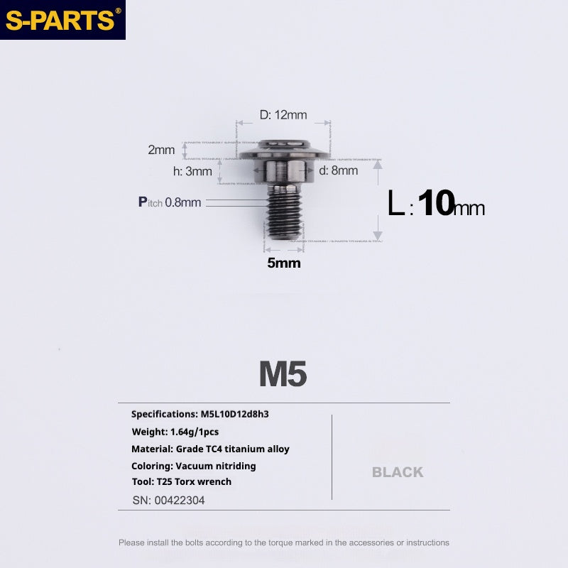 SPARTS A3 Umbrella Head Step Series M5 Black Titanium Screws Motorcycle Auto