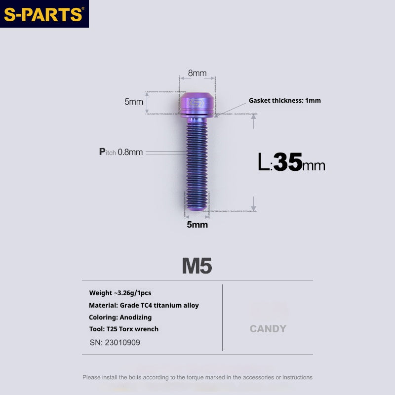 SPARTS A2 Series M5 L10-40mm Titanium Screws