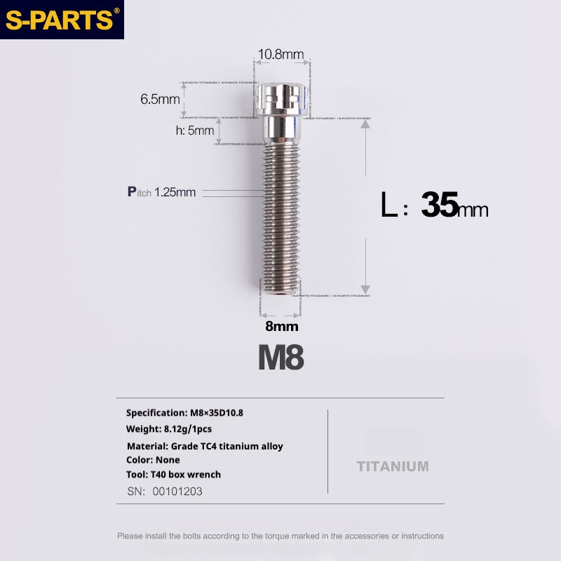 SPARTS A3 Series M8 L15-45mm D10.8 Small Nuts Titanium Screws Motorcycle Auto