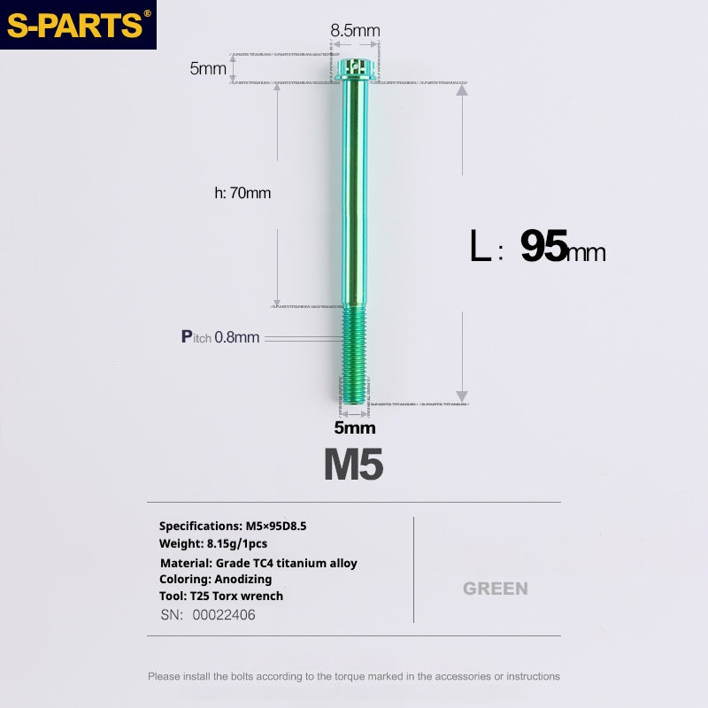 SPARTS Green A3 Series M5 L06-110mm Titanium Screws Motorcycle Auto