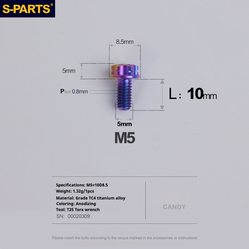 SPARTS Candy Color A3 Series M5 L06-95mm Titanium Screws Motorcycle Auto