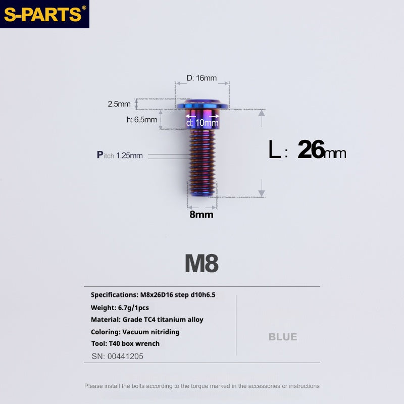 SPARTS A3 Umbrella Head Step Series M8 Blue Titanium Screws Motorcycle Auto