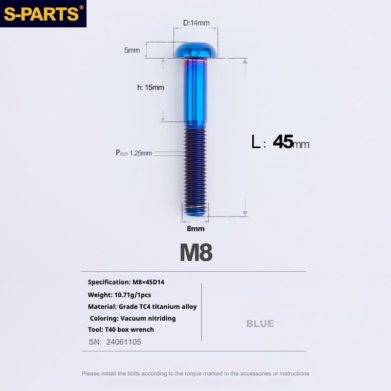 SPARTS A2 Umbrella head series M8 L15-50mm Titanium screws