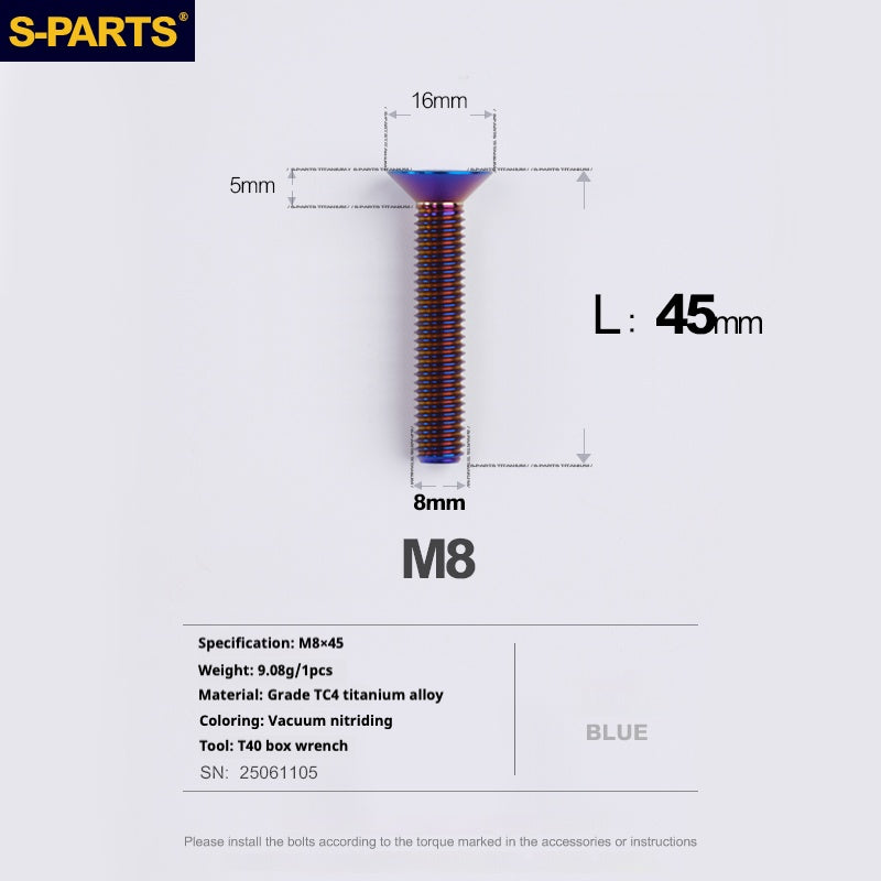 SPARTS Countersunk head series M8 L16-50mm Titanium screws