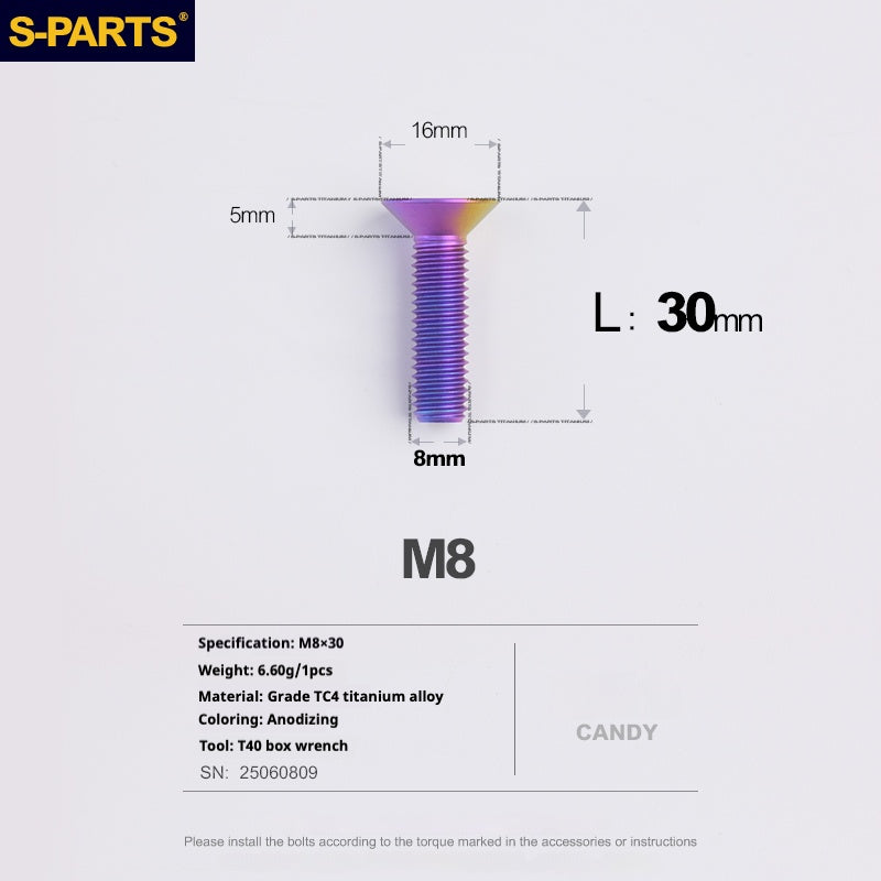 SPARTS Countersunk head series M8 L16-50mm Titanium screws