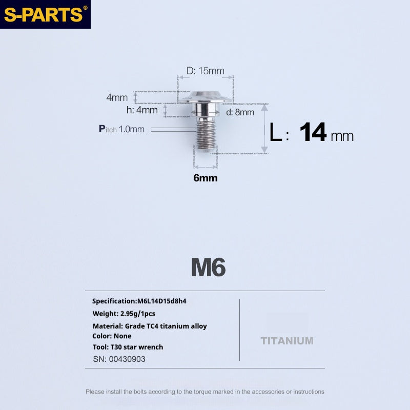 SPARTS A3 Umbrella Head Step Series M6 Titanium Color Titanium Screws Motorcycle Auto