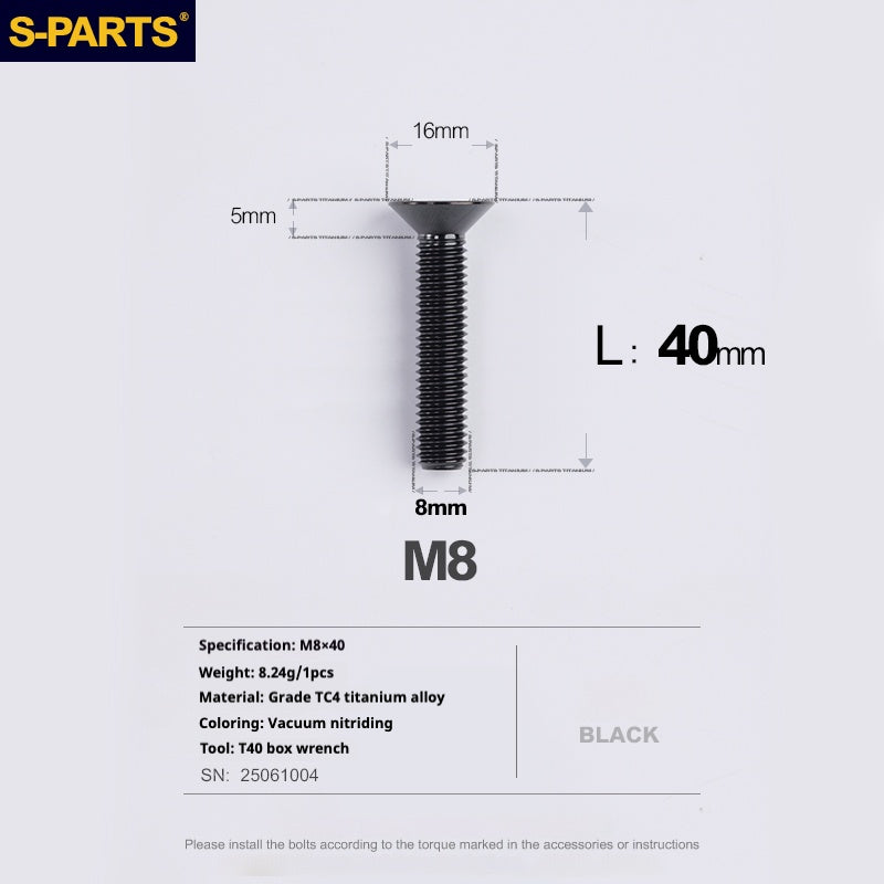 SPARTS Countersunk head series M8 L16-50mm Titanium screws