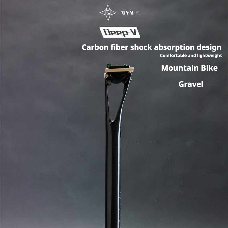 Carbon fiber shock-absorbing seatpost for bicycles, compatible with mountain bikes, road bikes, and gravel bikes.