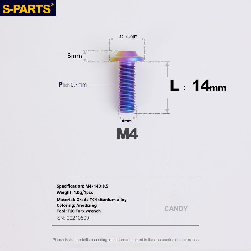 SPARTS A3 Umbrella Head Series M4 L06-35mm D8.5 Titanium Screws Motorcycle Car