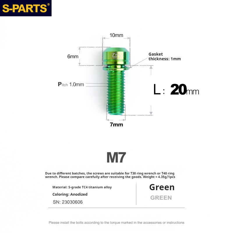 SPARTS A2 Series M7 L18-20mm Titanium Screws