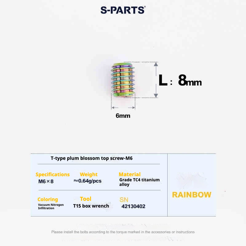 SPARTS T-Shape Plummer Tool T15 Flat-Bottom Top Wire M6 L08-10-12-16 Titanium Screws