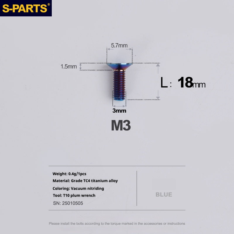 SPARTS Countersunk Series M3 L06-30mm Titanium Alloy Screws