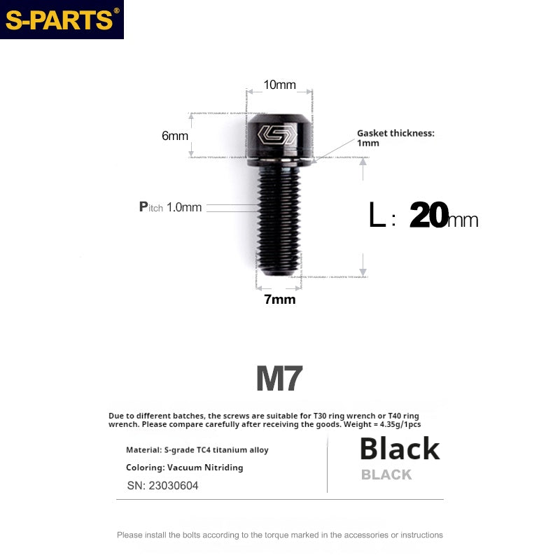 SPARTS A2 Series M7 L18-20mm Titanium Screws