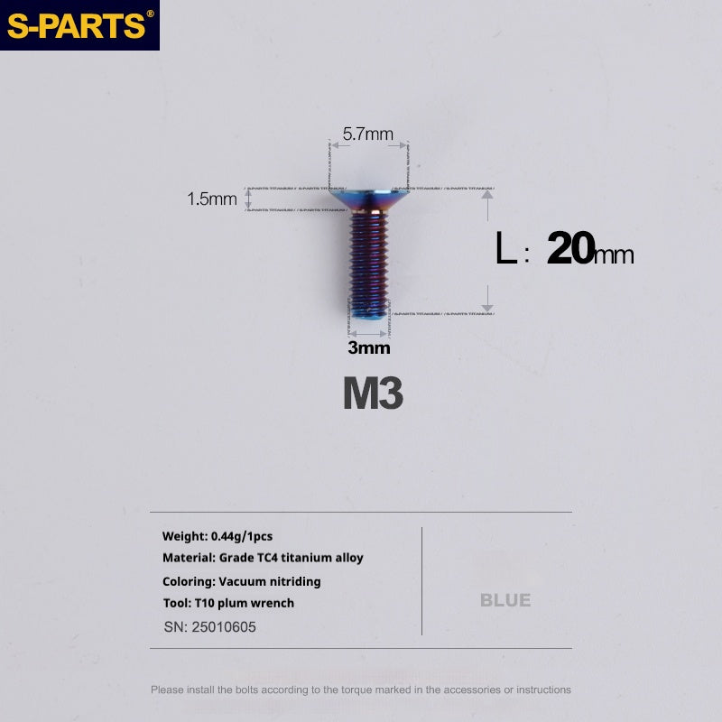 SPARTS Countersunk Series M3 L06-30mm Titanium Alloy Screws