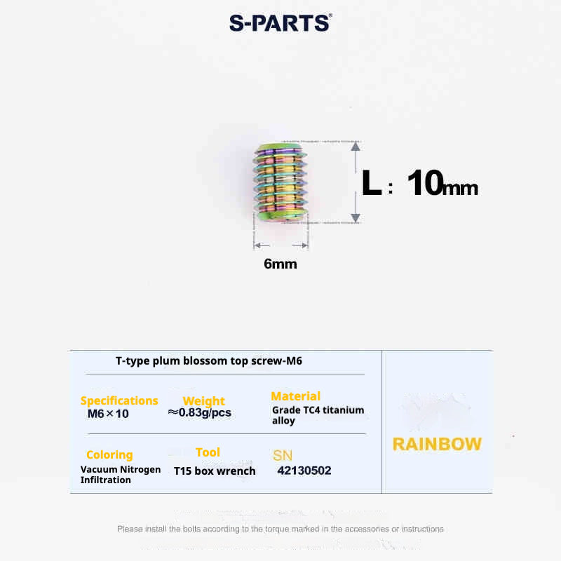 SPARTS T-Shape Plummer Tool T15 Flat-Bottom Top Wire M6 L08-10-12-16 Titanium Screws