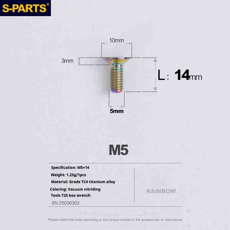 SPARTS Countersunk Head Series M5 L06-55mm Titanium Screws