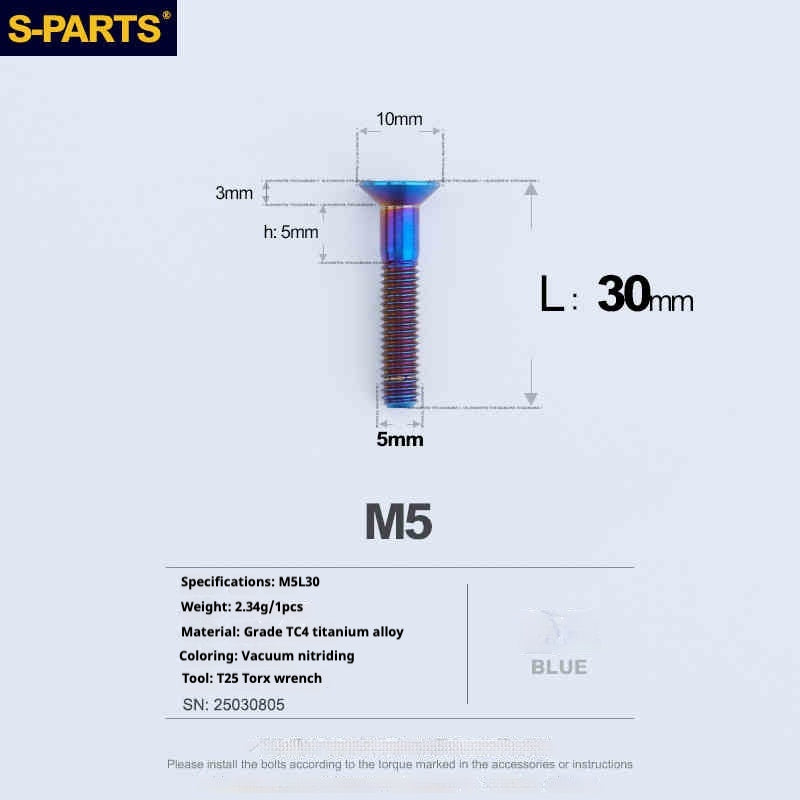 SPARTS Countersunk Head Series M5 L06-55mm Titanium Screws