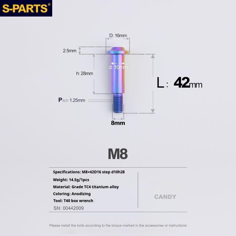 SPARTS A3 Umbrella Head Step Series M8 Candy Color Titanium Screws Motorcycle Auto