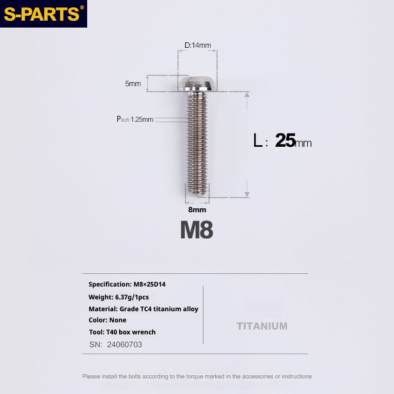 SPARTS A2 Umbrella head series M8 L15-50mm Titanium screws