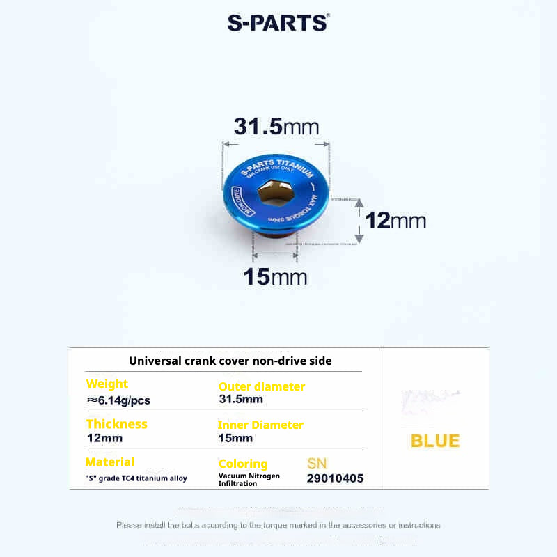 Viti in titanio S-PARTS adatte alle coperture della pedivella in titanio SRM PM9 per lato trasmissione e lato opposto trasmissione.