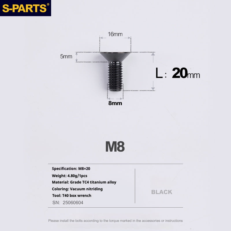 SPARTS Countersunk head series M8 L16-50mm Titanium screws