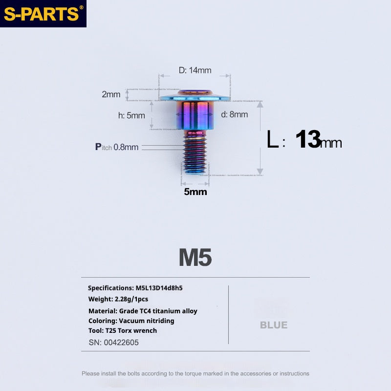 Tornillos de titanio azul M5 para cabezal de paraguas SPARTS A3 para motocicleta y automóvil