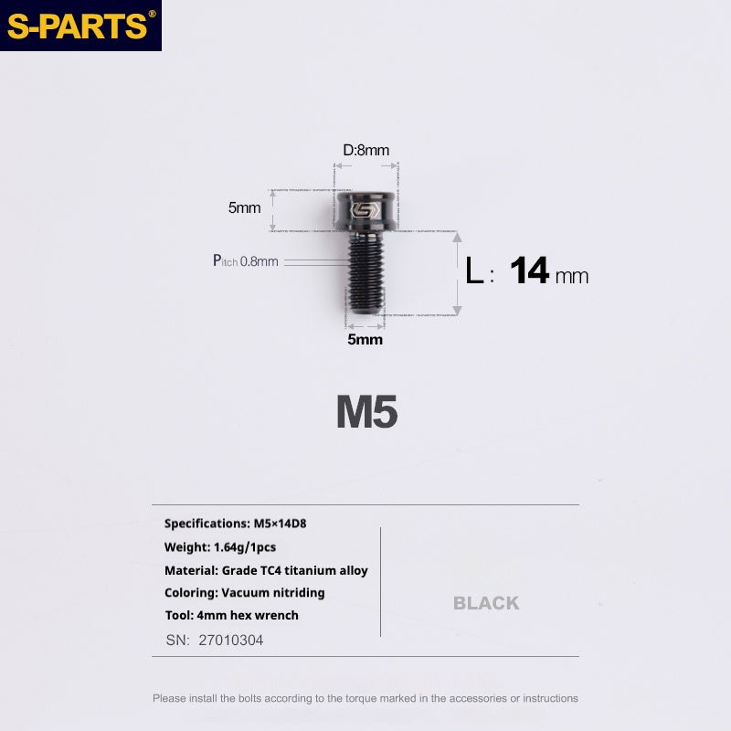 S-PARTS M5x10-35mm Titanium Alloy Screw Cylindrical Head Ultra Light