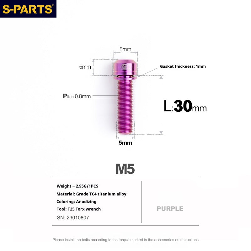 SPARTS A2 Series M5 L10-40mm Titanium Screws