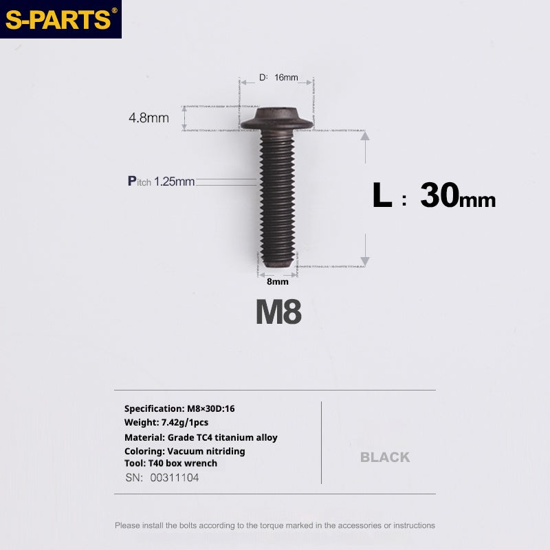 SPARTS A3 Umbrella Head Series M8 L15-50mm D16 Titanium Screws Motorcycle Automotive