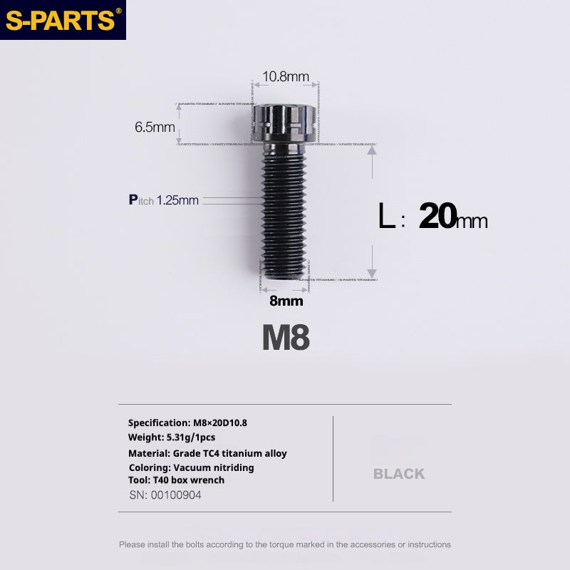 SPARTS A3 Series M8 L15-45mm D10.8 Small Nuts Titanium Screws Motorcycle Auto