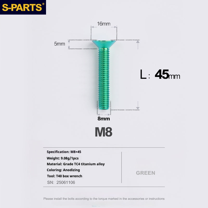 SPARTS Countersunk head series M8 L16-50mm Titanium screws