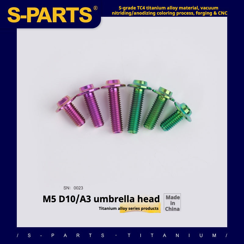 S-PARTS A3 Umbrella Head M5 L06-55mm D10 Motorcycle Electric Vehicle Titanium Screw