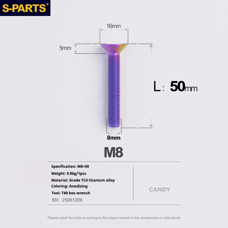 SPARTS Countersunk head series M8 L16-50mm Titanium screws