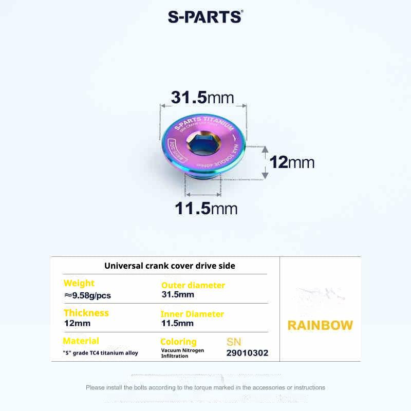 Tornillos de titanio S-PARTS para adaptarse a las cubiertas de cigüeñal de titanio SRM PM9 para los lados de transmisión y no transmisión.