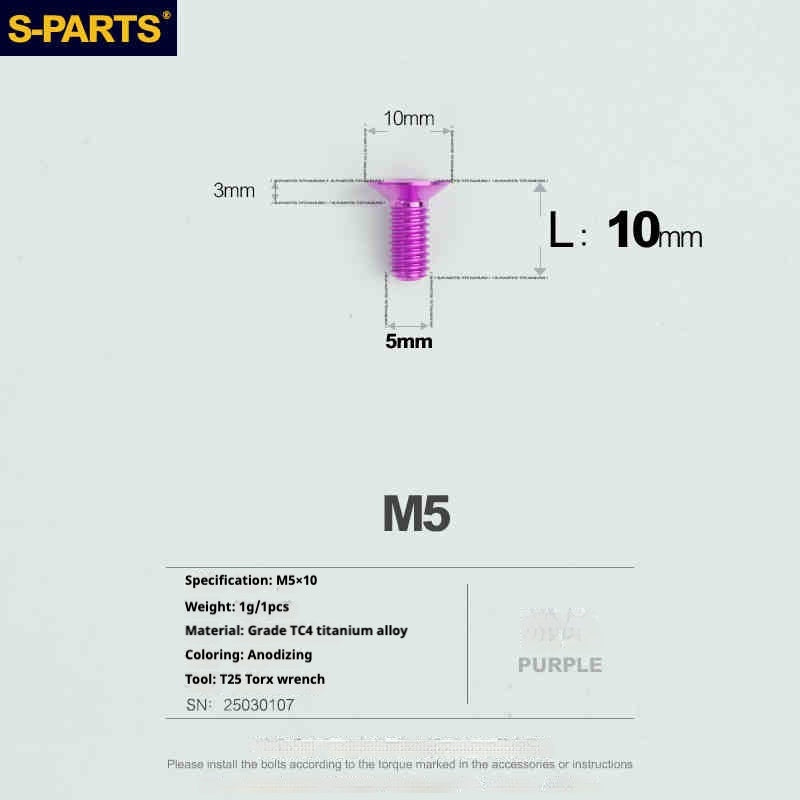 SPARTS Countersunk Head Series M5 L06-55mm Titanium Screws