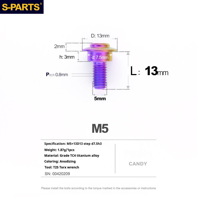 SPARTS A3 Umbrella Head Step Series M5 Candy Color Titanium Screws Motorcycle Auto