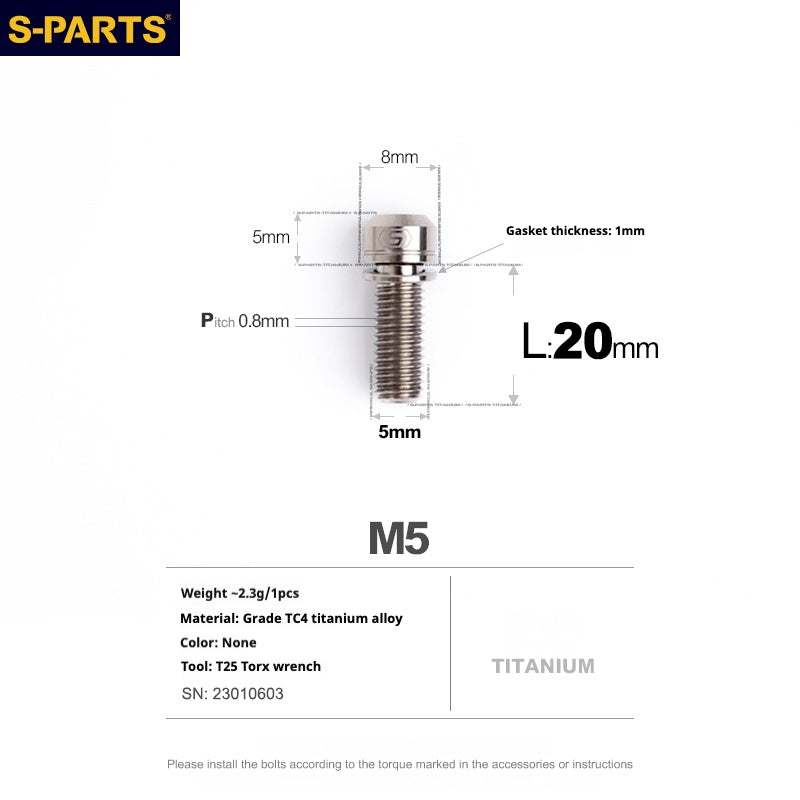 Viti in titanio S-PARTS adatte alle coperture della pedivella in titanio SRM PM9 per lato trasmissione e lato opposto trasmissione.