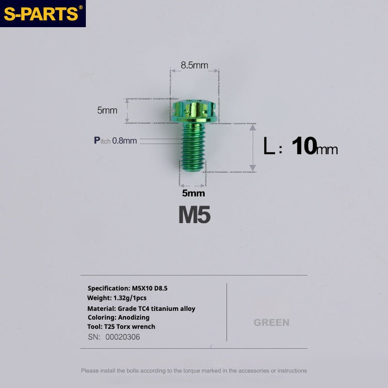 SPARTS Green A3 Series M5 L06-110mm Titanium Screws Motorcycle Auto