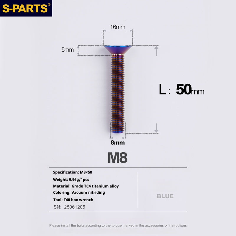 SPARTS Countersunk head series M8 L16-50mm Titanium screws