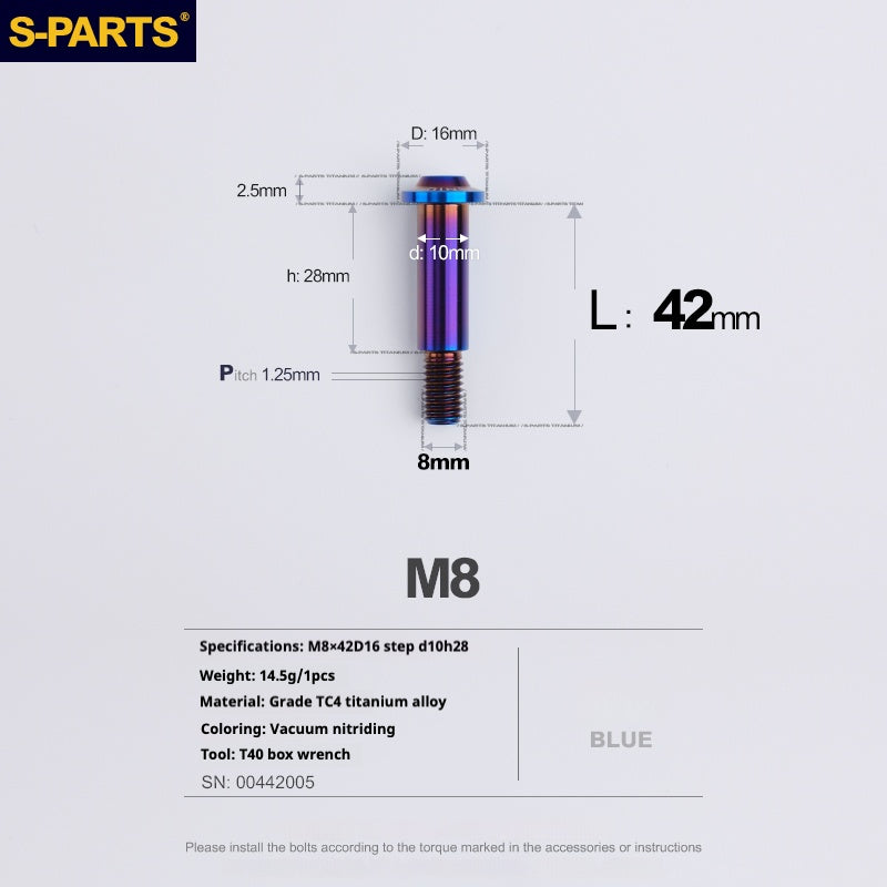 SPARTS A3 Umbrella Head Step Series M8 Blue Titanium Screws Motorcycle Auto