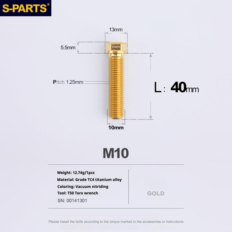 SPARTS A3 Series M10 L20-60mm D13 P1.5-P1.25Titanium Screws Motorcycle Car