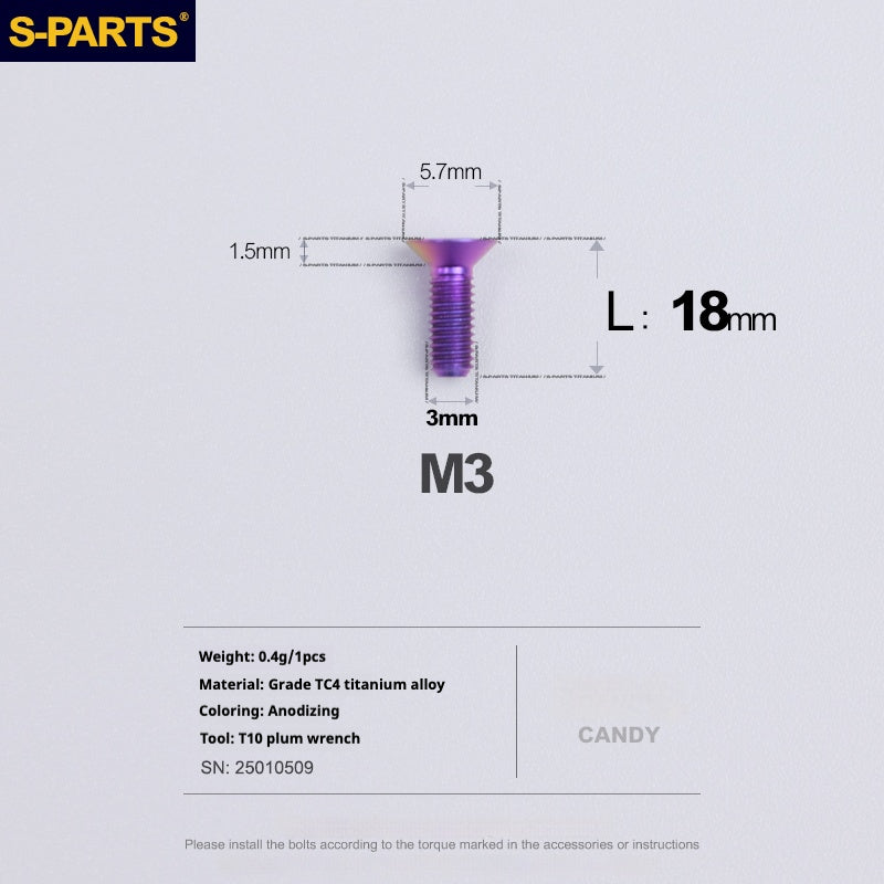 SPARTS Countersunk Series M3 L06-30mm Titanium Alloy Screws