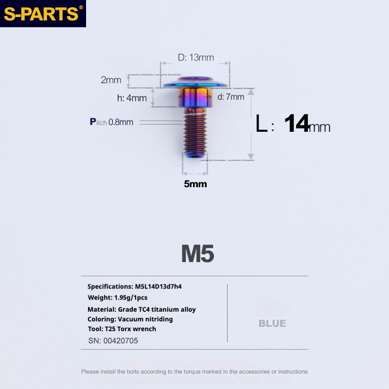 SPARTS A3 Umbrella Head Step Series M5 Viti in titanio blu per motociclette e auto