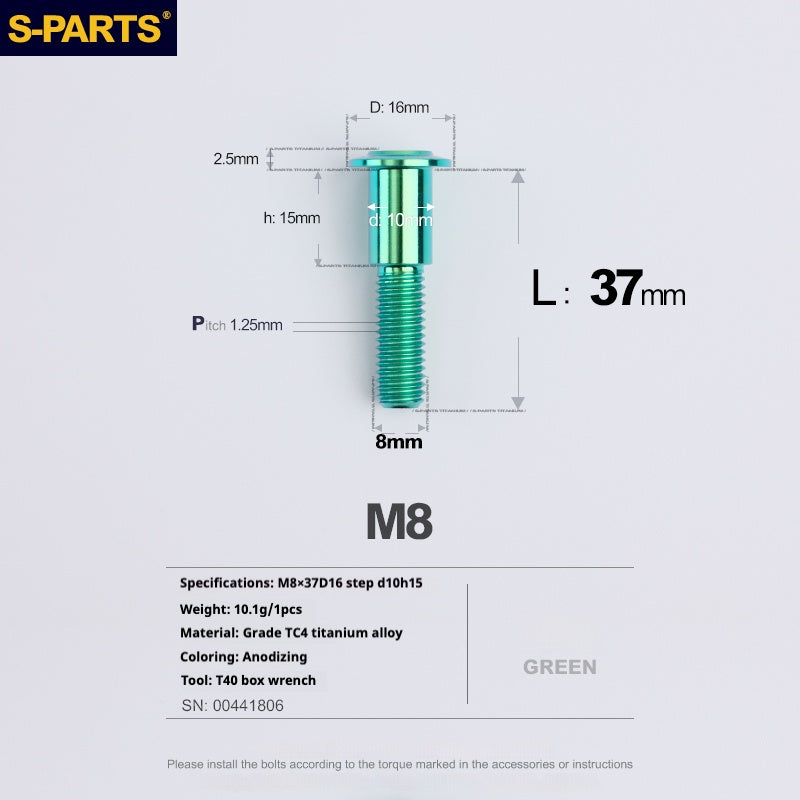 SPARTS A3 Umbrella Head Step Series M8 Green Titanium Screws Motorcycle Auto