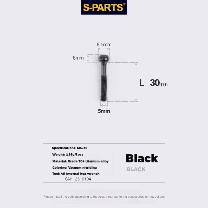 S-PARTS M5 x 30/35/40/47mm Titanium Bolts & Barrel Nut & Washer Screw For Bicycle Seat Post