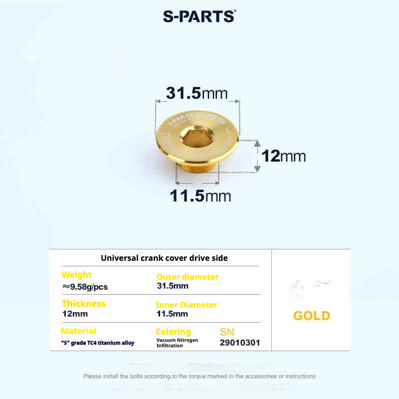 Tornillos de titanio S-PARTS para adaptarse a las cubiertas de cigüeñal de titanio SRM PM9 para los lados de transmisión y no transmisión.