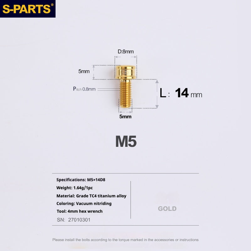 S-PARTS M5x10-35mm Titanium Alloy Screw Cylindrical Head Ultra Light