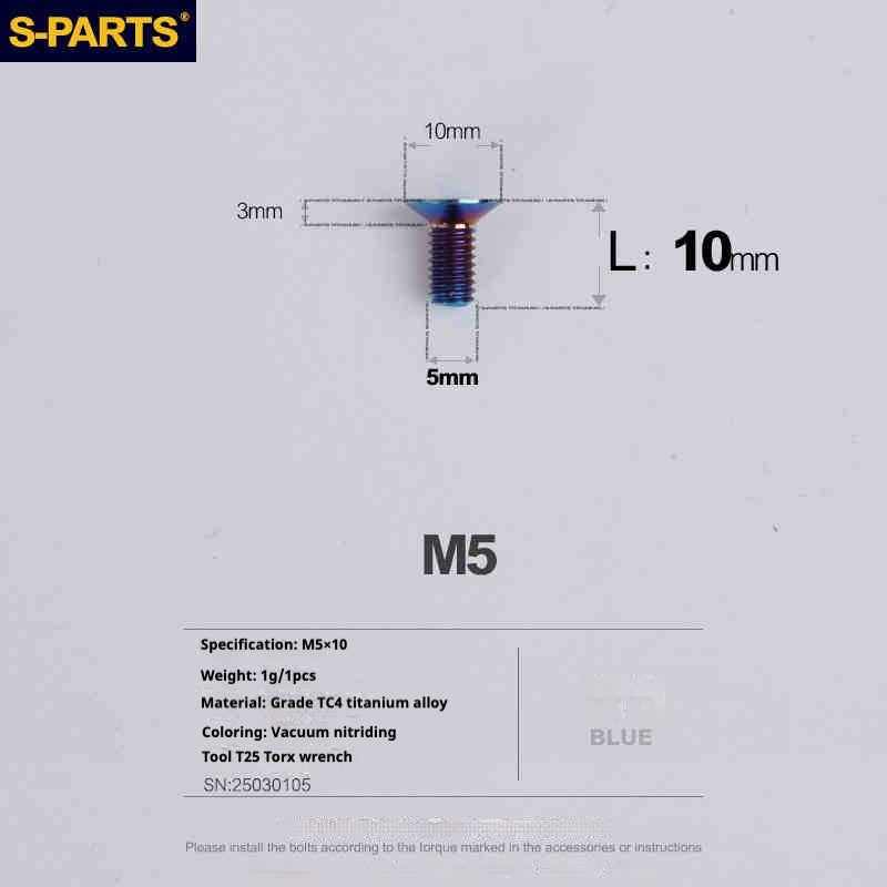 Viti in titanio SPARTS a testa svasata serie M5 L06-55mm