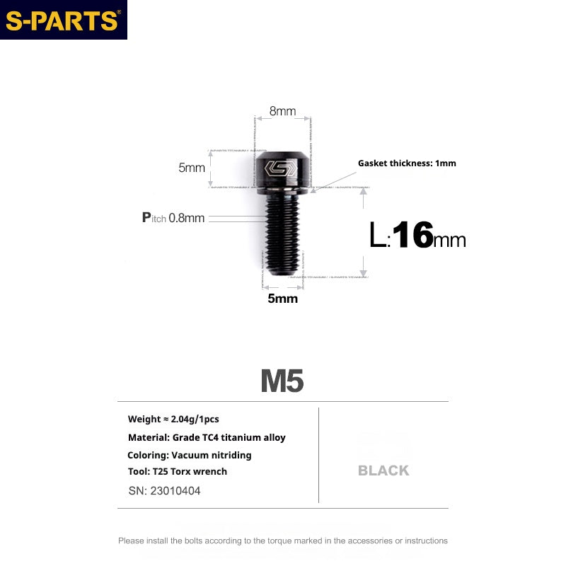 S-PARTS Titanium Lock On Bolt for Integrate Handlebar /Stem | Factor Black Inc Roval SL Cockpit Bontrager XXX Titanium Screw