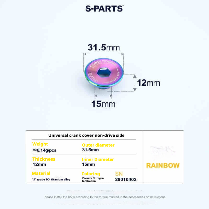 Tornillos de titanio S-PARTS para adaptarse a las cubiertas de cigüeñal de titanio SRM PM9 para los lados de transmisión y no transmisión.
